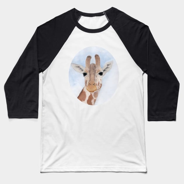 Giraffe Baseball T-Shirt by lindaursin